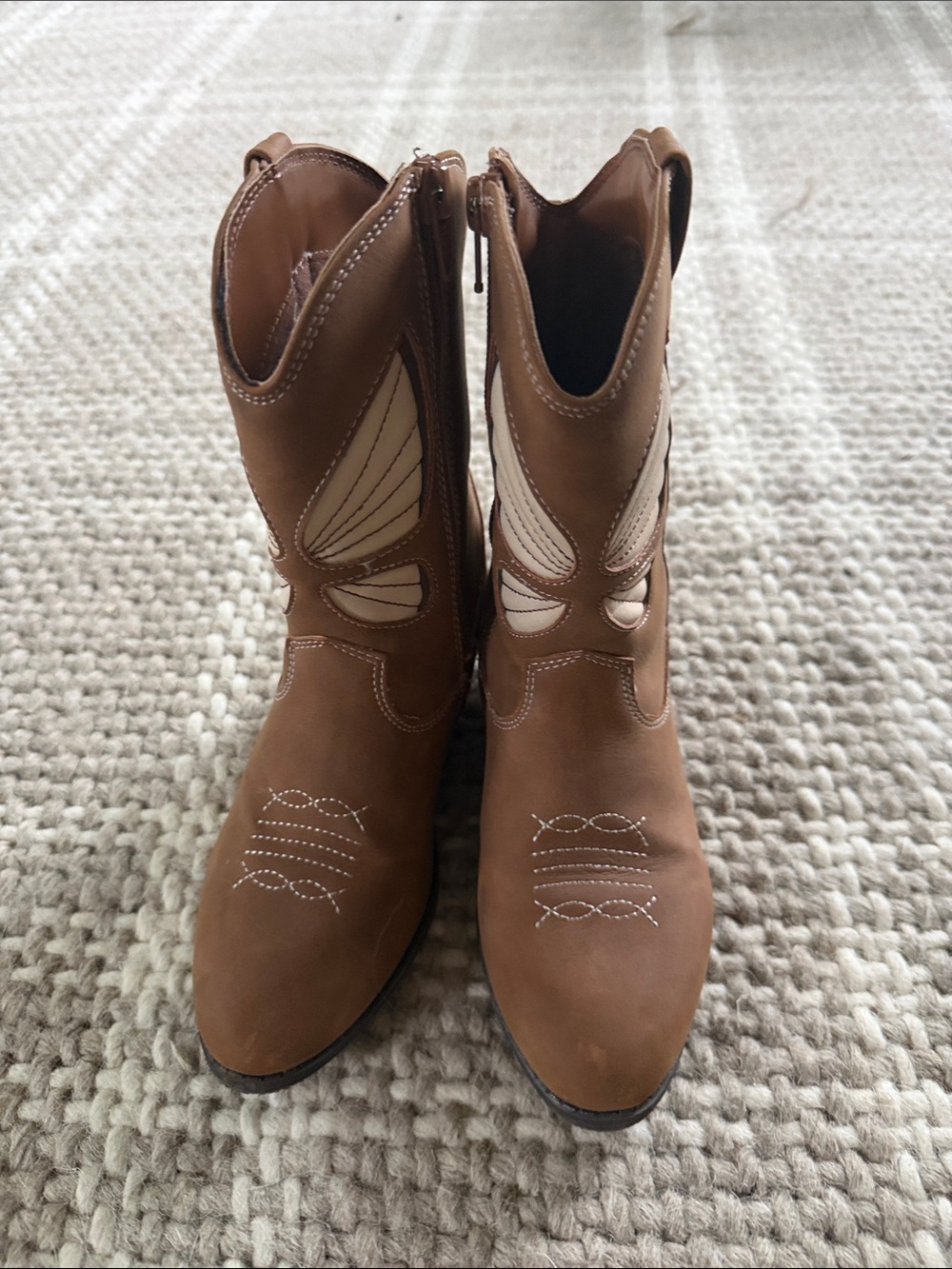 Brown Western-Inspired Leather Ankle Boots